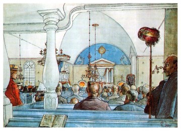 en la iglesia 1905 Carl Larsson Pinturas al óleo